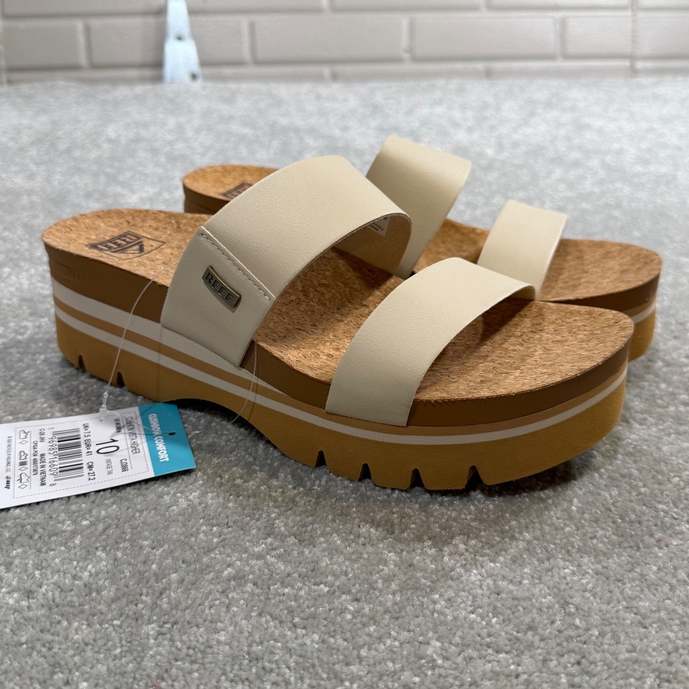 Reef Cushion Vista Higher Platform Sandal Vintage Tan Cork NIB Sz10 Comfort Boho - Picture 2 of 14